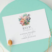 Carte Postale Plage tropicale Mariage RSVP choix de repas