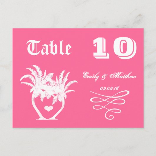 Carte Postale Plage tropicale Pink Island Palm Tree Mariage (Dos)