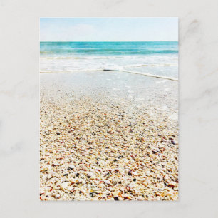 Carte Postale Plage tropicale Sable Ocean Waves Sea Shells Flori
