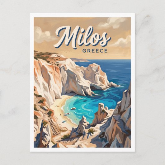 Carte Postale Plage Tsigrado Milos Grèce (Devant)