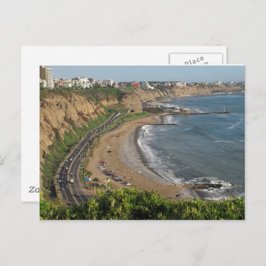 Carte Postale Plage verte de côte au Lima-Pérou (Devant / Derrière)