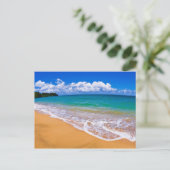 Carte Postale Plage Vide Et Eaux Bleues (Debout devant)