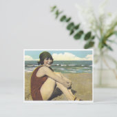 Carte Postale Plage vintage 20's flapper soleil (Debout devant)