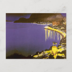 Carte Postale Plage vintage à Nuit à Rio de Janeiro, Brésil