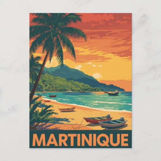 Carte Postale Plage vintage de Martinique (Devant)