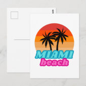 Carte Postale Plage vintage de Miami Floride (Devant / Derrière)