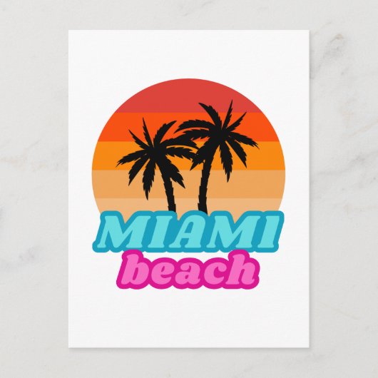 Carte Postale Plage vintage de Miami Floride (Devant)