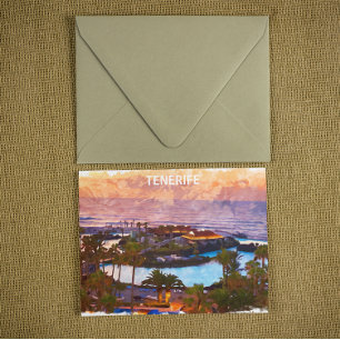 Carte Postale Plage Watercolor des îles Canaries de Tenerife