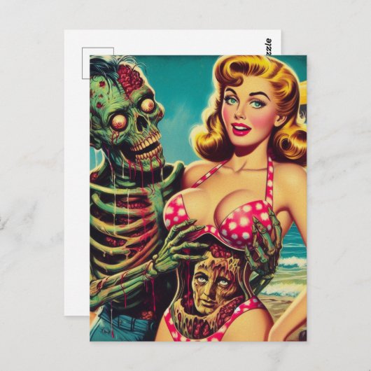 Carte Postale Plage Zombie fille (Devant / Derrière)