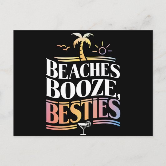 Carte Postale Plages Booze & Besties Coconut Tree été (Devant)