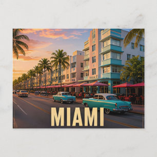 Carte Postale Plages de Miami Floride Art Déco Voyage côtier 🌴