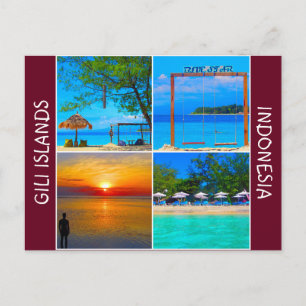 Carte Postale plages des îles Gili