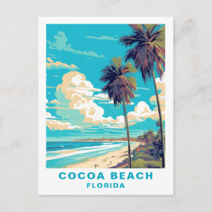 Carte Postale Plages et palmiers vintage de Cocoa Beach en Flori