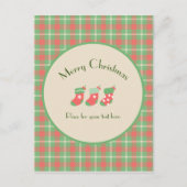 Carte Postale Plaid à base verte de Noël (Devant)