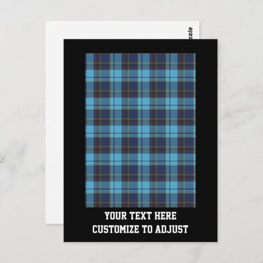 Carte Postale Plaid bleu tartan (Devant / Derrière)