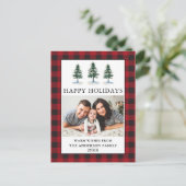 Carte Postale Plaid de vacances de photo de pins aquarelle (Debout devant)