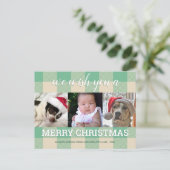 Carte Postale Plaid Green Cream 3 Photo Collage Noël (Debout devant)