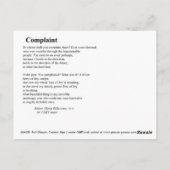 CARTE POSTALE PLAINTE (Dos)