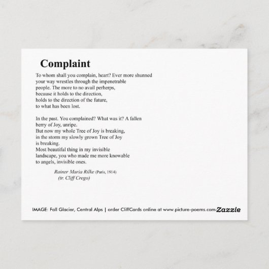 CARTE POSTALE PLAINTE (Dos)