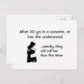 Carte Postale Plaisanterie de nonne - nettoyez l'humour, (Devant / Derrière)