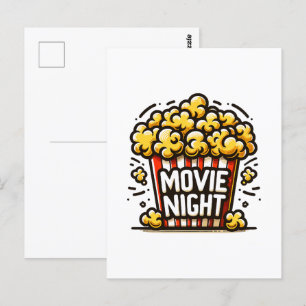 Carte Postale Plaisir de soirée cinéma Popcorn ludique
