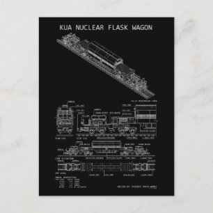 Carte Postale Plan "Blueprint" du wagon de train à fiole nucléai