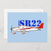 Carte Postale Plan Cirrus SR22 stylisé avec typographie audacieu (Devant / Derrière)