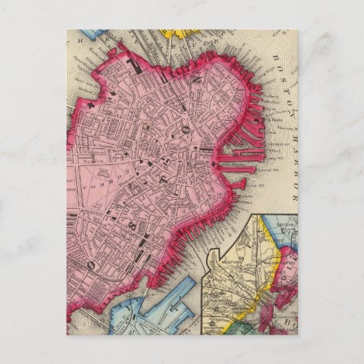 Carte Postale Plan De Boston (Devant)