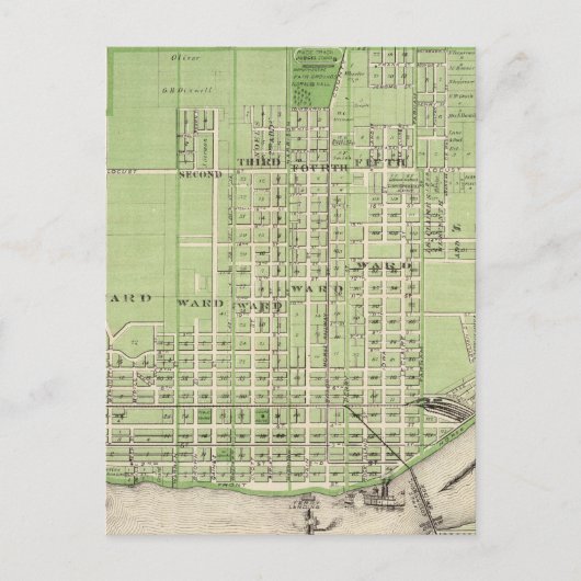 Carte Postale Plan de Davenport, comté de Scott, État de l'Iowa (Devant)