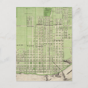 Carte Postale Plan de Davenport, comté de Scott, État de l'Iowa