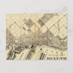 Carte Postale Plan de Duluth et des banlieues