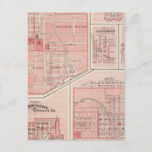 Carte Postale Plan de Green Castle, Putnam Co avec Bloomington