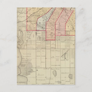 Carte Postale Plan de la Ville de Minneapolis et de sa Proximité