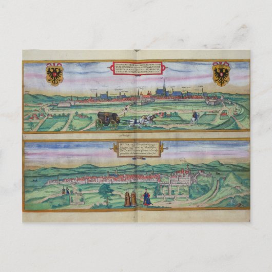 Carte Postale Plan de la ville de Vienne et Buda, de 'Civitates (Devant)