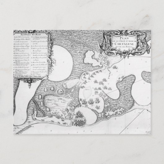 Carte Postale Plan de la Ville et du Port de Carthagène (Devant)