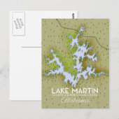 Carte Postale Plan de l'affiche de voyage du lac Martin Alabama. (Devant / Derrière)