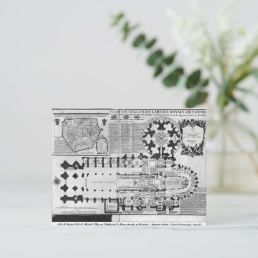 Carte Postale Plan de l'église abbatiale de Saint-Denis, 1705 (Debout devant)