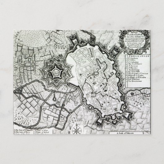 Carte Postale Plan de Lisle, 1736 (Devant)