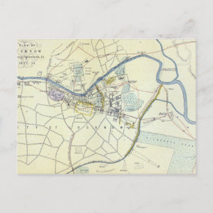 Carte Postale Plan de Lucknow montrant les opérations