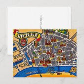 Carte Postale Plan de rue vintage d'Anvers (Devant / Derrière)