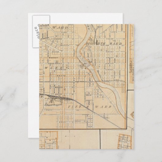 Carte Postale Plan de South Bend avec Mishawaka (Devant / Derrière)