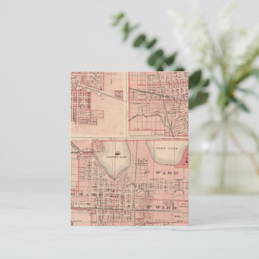 Carte Postale Plan de Varsovie avec Pierceton, Plymouth (Debout devant)