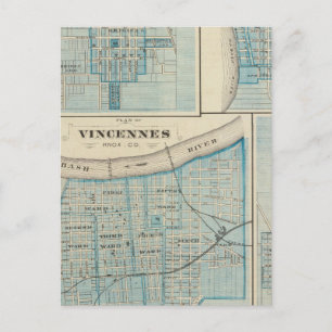 Carte Postale Plan de Vincennes, Knox Co avec Sullivan