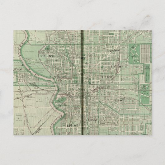 Carte Postale Plan d'Indianapolis (Devant)