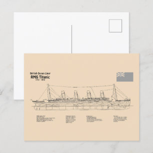 Carte Postale Plan directeur du navire Titanic RMS SD