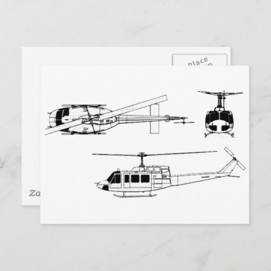 Carte Postale Plan directeur UH1 Huey (Iriquois) (Devant / Derrière)
