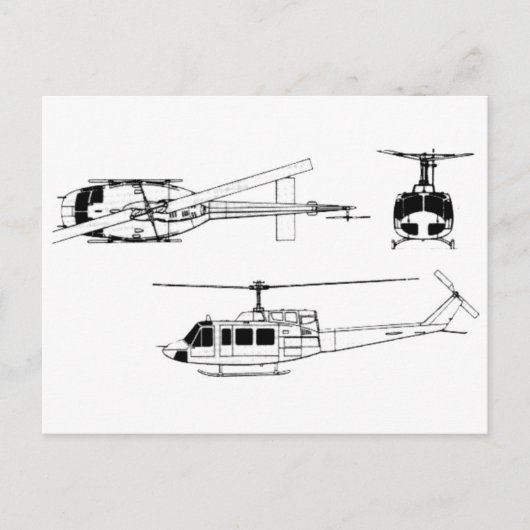 Carte Postale Plan directeur UH1 Huey (Iriquois) (Devant)