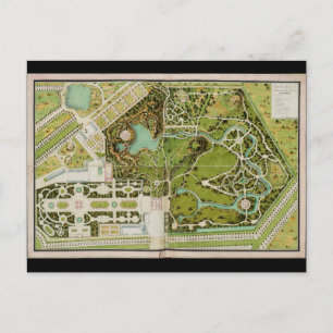 Carte Postale Plan du jardin et château de la Reine