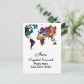 Carte Postale Plan du monde ajouter votre nom texte place téléph (Debout devant)