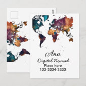 Carte Postale Plan du monde ajouter votre nom texte place téléph (Devant / Derrière)